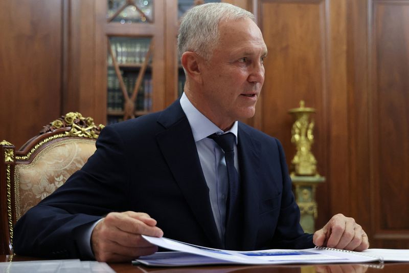 Vladimir Saldo, Moscow-installed leader of the Russian-controlled parts of the Kherson region, attends a meeting with Russian President Vladimir Putin, in Moscow, Russia August 26, 2025. Sputnik/Vyacheslav Prokofyev/Pool via REUTERS