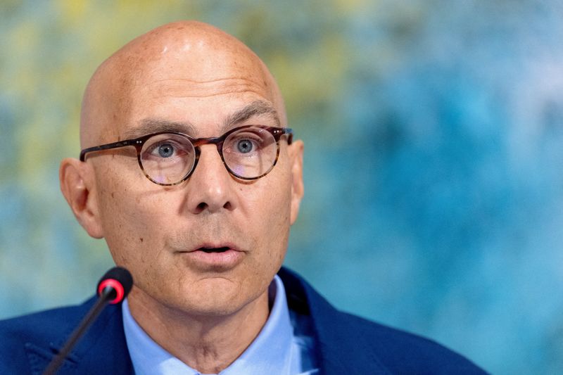 FILE PHOTO: Volker Turk, United Nations High Commissioner for Human Rights, speaks at the Human Rights Council at the UN European headquarters in Geneva, Switzerland, September 8, 2025. REUTERS/Denis Balibouse/File Photo