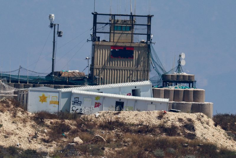 An Israeli military post in Lebanon, after the two countries signed a framework agreement following U.S.-mediated talks, as seen from northern Israel, June 27, 2026. REUTERS/Amir Cohen