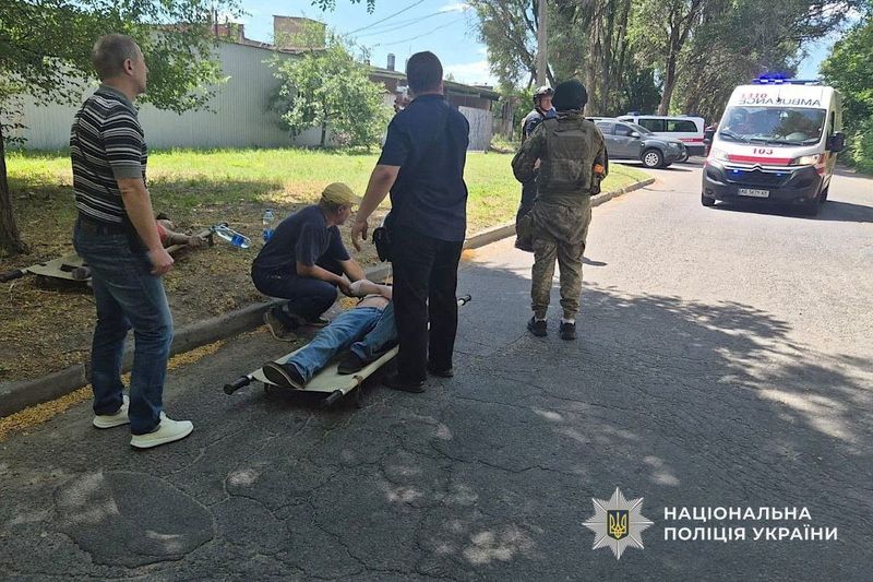 Wounded people at a site of a Russian missile strike, amid Russia's attack on Ukraine, in Dnipro, Ukraine, in this handout picture released June 29, 2026. Press service of the National Police of Ukraine/Handout via REUTERS