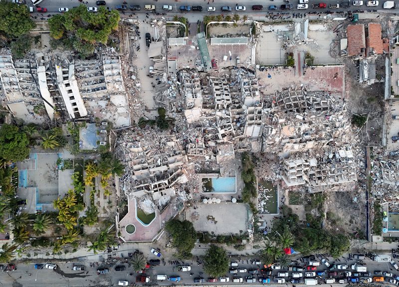 A drone view shows buildings destroyed by earthquakes, in La Guaira, Venezuela, June 26, 2026. Handout via REUTERS