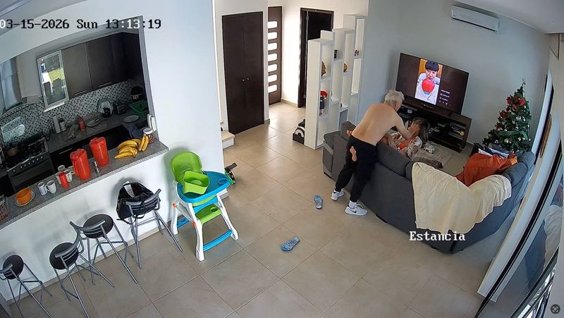 A screengrab from a surveillance camera shows former Pemex director Victor Rodriguez Padilla using violence against his wife Maria Felicia Jimenez in an unknown location, in this image released by Reuters on June 29, 2026, after multiple media outlets reported on the video. Rodriguez could not be reached for comment. A Friday statement on an X account appearing to belong to him said he had stepped back from public roles while the incident is investigated and was willing to cooperate with authorities. Maria Felicia Jimenez via YouTube/Handout via REUTERS