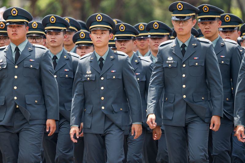 Military cadets march during a graduation ceremony in Taipei, Taiwan, June 30, 2026. REUTERS/Ann Wang