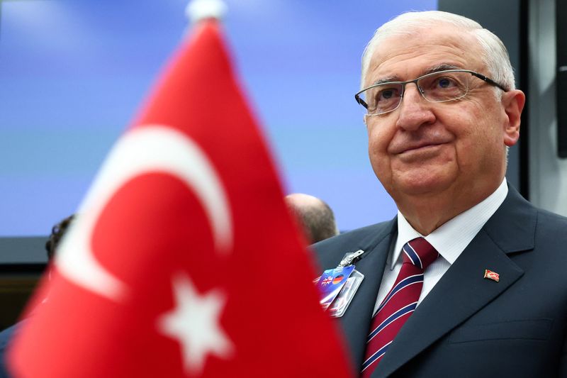Turkish Defence Minister Yasar Guler attends a meeting of the Ukraine Defense Contact Group, as a part of a NATO Defence Ministers' meeting at the Alliance's headquarters in Brussels, Belgium June 4, 2025. REUTERS/Yves Herman