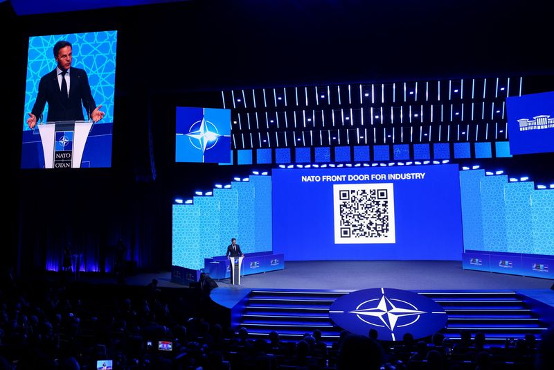 NATO Secretary General Mark Rutte speaks at the NATO Summit Defence Industry Forum, on the sidelines of the NATO leaders' Summit, in Ankara, Turkey, July 7, 2026. REUTERS/Yves Herman