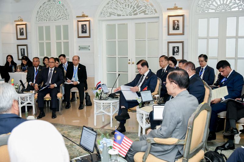 Thailand's Foreign Minister Sihasak Phuangketkeow and Myanmar's Foreign Minister Tin Maung Swe attend an informal meeting with ASEAN Foreign Ministers in Bangkok, Thailand, July 12, 2026. Thailand Ministry of Foreign Affairs/Handout via REUTERS/File Photo
