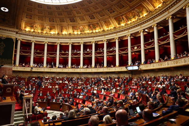 A general view shows the hemicycle during the final reading debate before a vote on the bill establishing a right to medical aid in dying at the National Assembly in Paris, France, July 15, 2026. REUTERS/Abdul Saboor