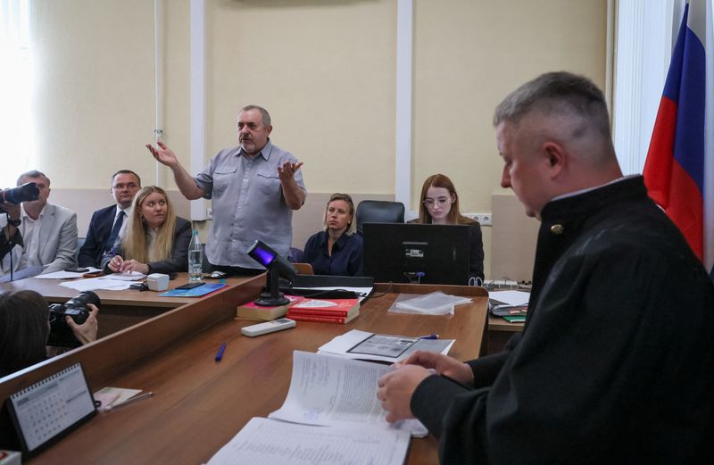 Boris Nadezhdin, an anti-war Russian politician, appears in court in Dolgoprudny, Moscow region, Russia July 17, 2026.  REUTERS/Anastasia Barashkova