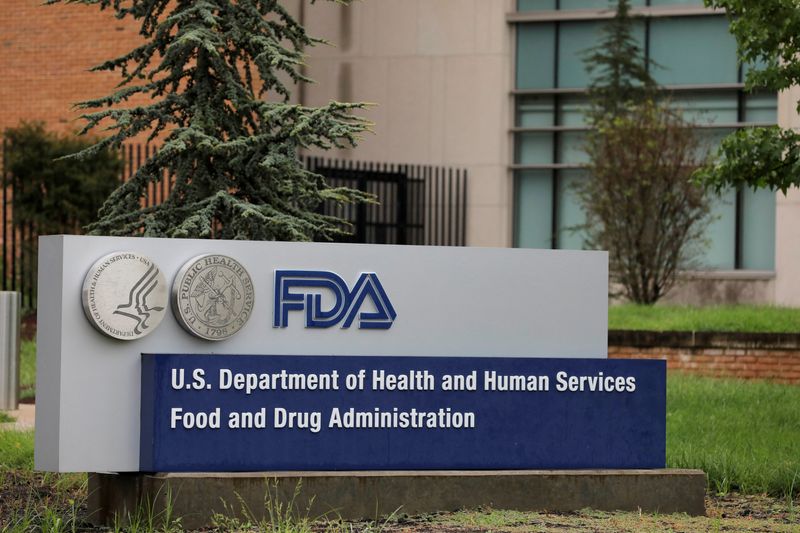 FILE PHOTO: Signage is seen outside of the Food and Drug Administration  headquarters in White Oak, Maryland, U.S., August 29, 2020. REUTERS/Andrew Kelly/File Photo