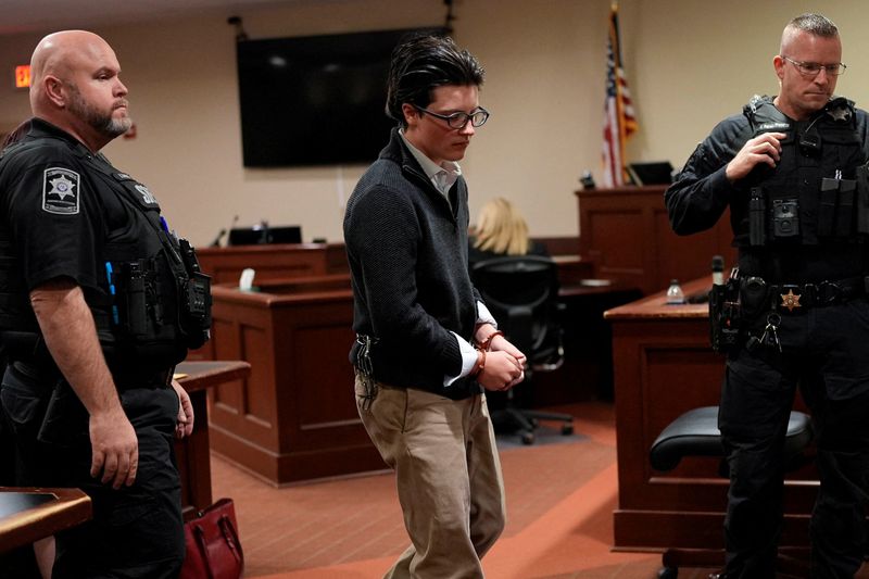 FILE PHOTO: Apalachee High School shooting suspect Colt Gray appears in the Barrow County Courthouse, in Winder, Georgia, U.S., December 9, 2025. Mike Stewart/Pool via REUTERS/File Photo