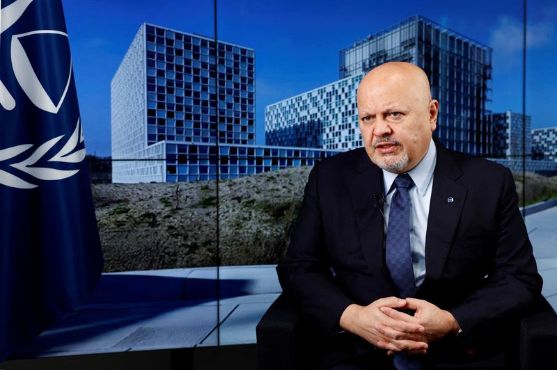 FILE PHOTO: International Criminal Court (ICC) Prosecutor Karim Khan talks during an interview with Reuters in The Hague, Netherlands January 16, 2025. REUTERS/Piroschka van de Wouw/File Photo
