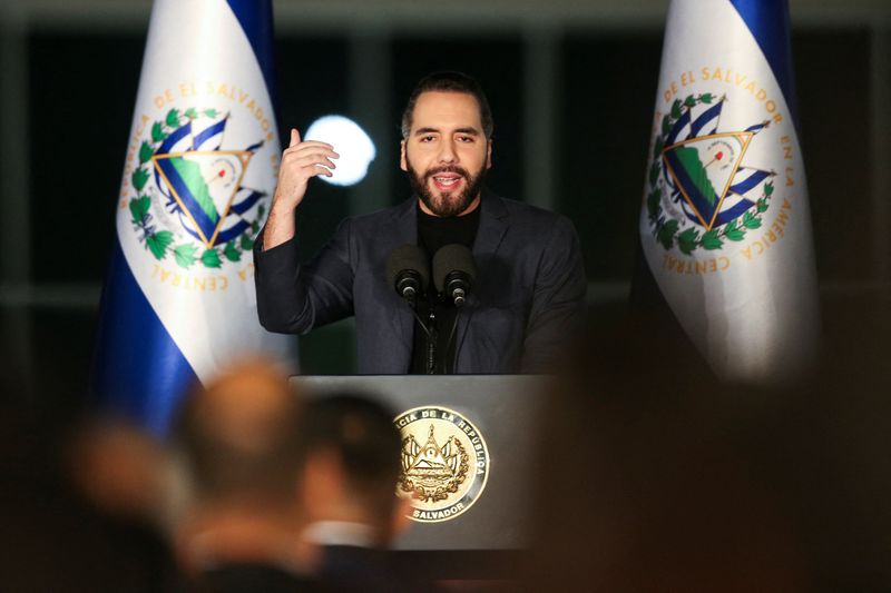 El Salvador's President Nayib Bukele speaks during an inaugural ceremony of the Attorney General's Office's new building in Antiguo Cuscatlan, El Salvador, May 19, 2026.REUTERS/Jose Cabezas