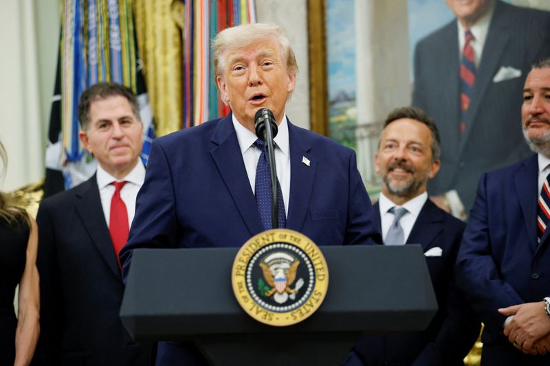 U.S. President Donald Trump speaks during an event to mark the launch of "Trump Accounts" in the Oval Office at the White House in Washington, D.C., U.S., July 6, 2026. REUTERS/Evan Vucci/File Photo