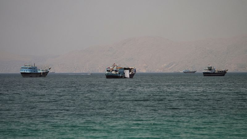 Vessels at the Strait of Hormuz, as seen from Musandam, Oman, June 22, 2026. REUTERS/Stringer