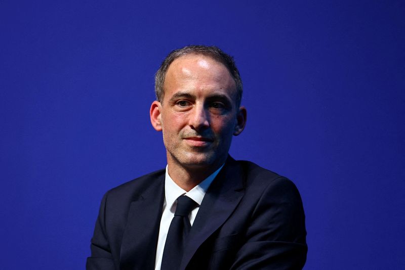 FILE PHOTO: Raphael Glucksmann, co-President of French center-left party Place publique (PP) political party, attends a debate on ecological transition and environmental issues during the World Impact Summit in Paris, France, February 5, 2026. REUTERS/Sarah Meyssonnier/File Photo