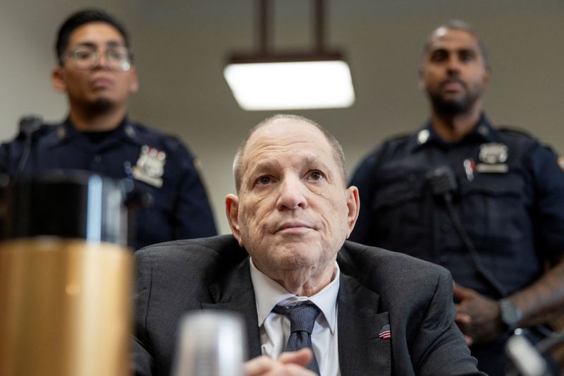 Harvey Weinstein, former co-chairman of the Weinstein Co., appears at Manhattan criminal court in New York, U.S., on Wednesday, June 4, 2025. JUSTIN LANE/Pool via REUTERS