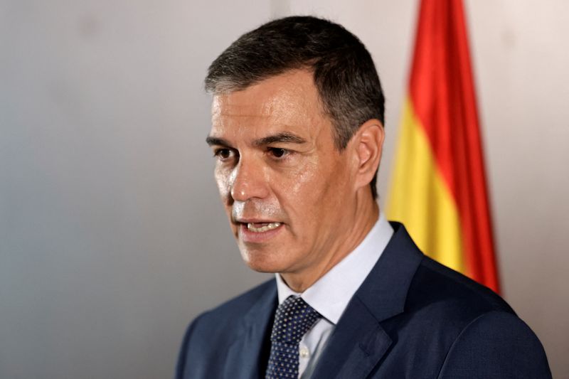 Spanish Prime Minister Pedro Sanchez speaks at a press conference in Kunshan, Jiangsu province, China September 11, 2024. REUTERS/Xihao Jiang
