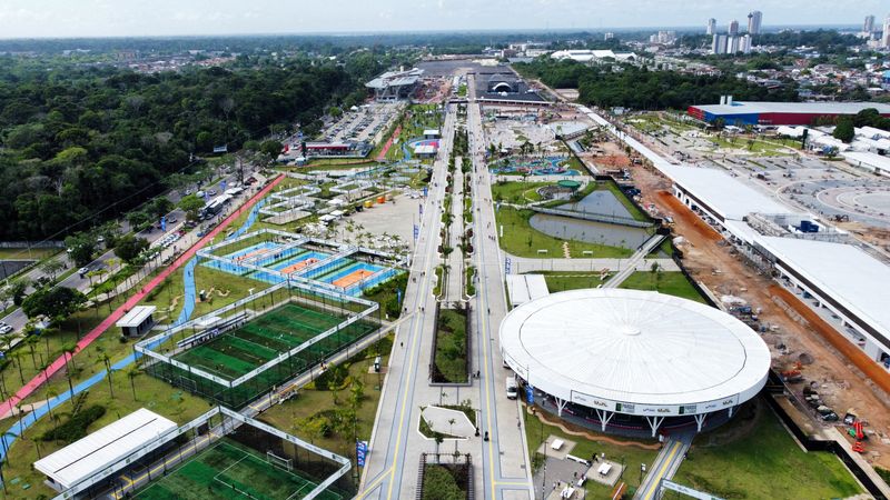 FILE PHOTO: A drone view shows the "Parque da Cidade", one of the principal venues to host COP30 in November, in Belem, Brazil June 28, 2025. REUTERS/Marx Vasconcelos/File Photo