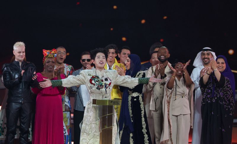 Duc Phuc, who represents Vietnam, reacts after winning the Intervision International Music Contest 2025 in Moscow, Russia, September 21, 2025. REUTERS/Evgenia Novozhenina