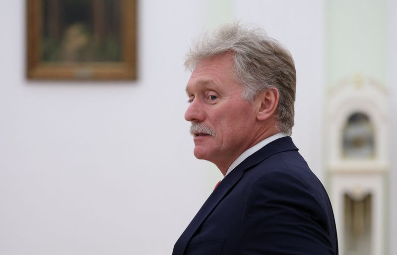 FILE PHOTO: Kremlin spokesman Dmitry Peskov waits before a meeting of Russia's President Vladimir Putin with Ethiopia’s Prime Minister Abiy Ahmed in Moscow, Russia, September 25, 2025. REUTERS/Ramil Sitdikov/Pool/File Photo