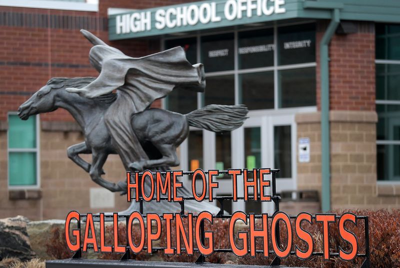 The new signs that grace the Kaukauna Galloping Ghost statue on Tuesday, January 17, 2023 at Kaukauna High School in Kaukauna, Wis.
