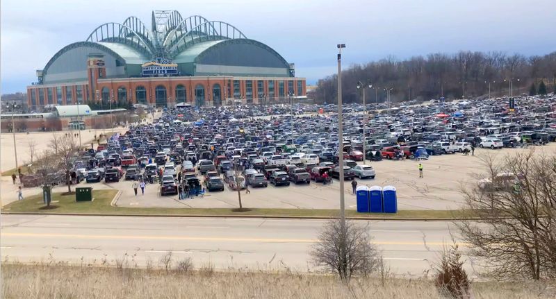 Brewers fans tailgate before the Milwaukee Brewers home opener against the New York Mets at American Family Field in Milwaukee  on Monday, April 3, 2023.