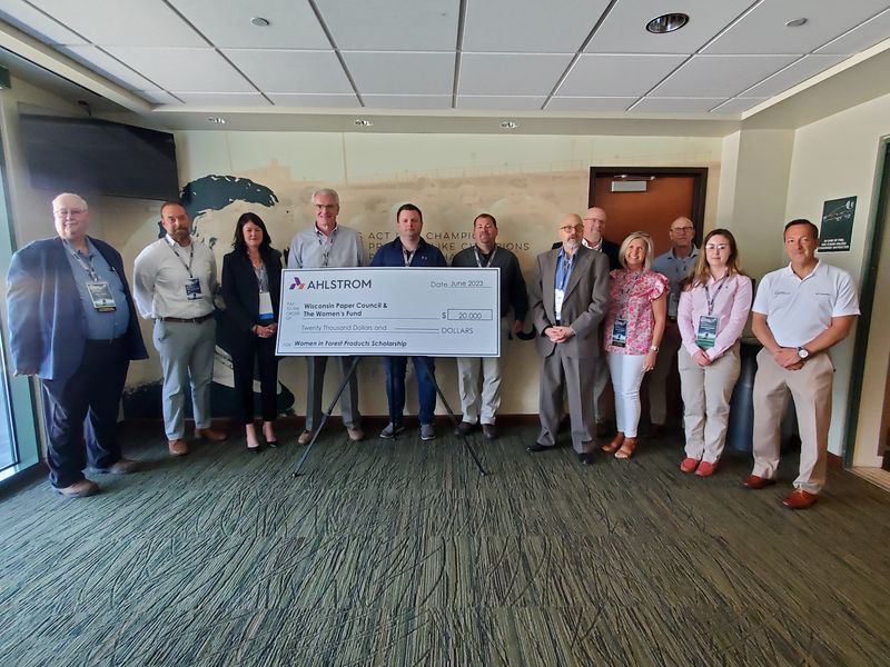 Ahlstrom provided $20,000 on Tuesday, June 20, 2023, at the Wisconsin's Paper Council annual meeting at Lambeau Field in Green Bay to establish the Women in Forest Products Scholarship.
