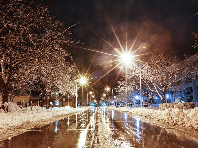 A quick hit of wet snow April 18, 2018, stuck to trees and bushes around Fond du Lac.