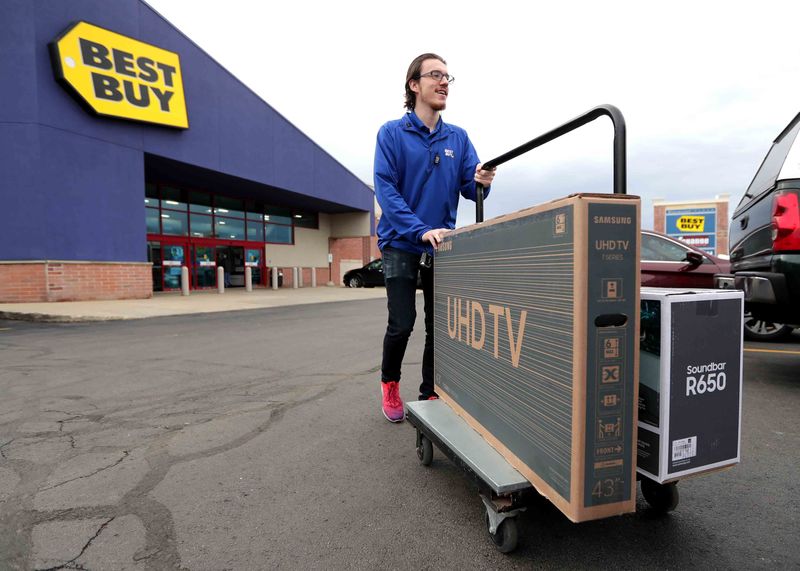 C.J. Davis, a Best Buy sales consultant, rolls out out a 43-inch Samsung TV for a customer at Best Buy in Brookfield. Black Friday isn’t what it used to be. No longer do customers need to line up in the early morning darkness in hot pursuit of “door buster” deals. One thing hasn’t changed over the years: Black Friday, which unofficially begins with the Thanksgiving opening of some major retailers, still is the top time of the year for buying a new large-screen television.