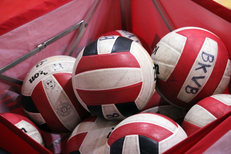 STOCK | Volleyballs rest in a cart before a high school volleyball match between Yulee and Bishop Kenny on October 24, 2023, in Jacksonville, Florida. [Clayton Freeman/Florida Times-Union]