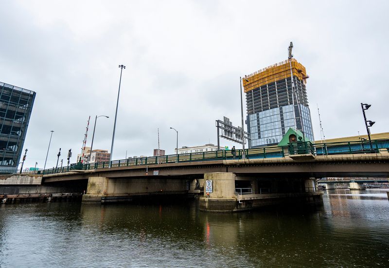 Milwaukee River bridge on Clybourn Street on Friday December 1, 2023 in Milwaukee, Wis. Clybourn Street would be converted to a two-way boulevard if Interstate 794 is removed.