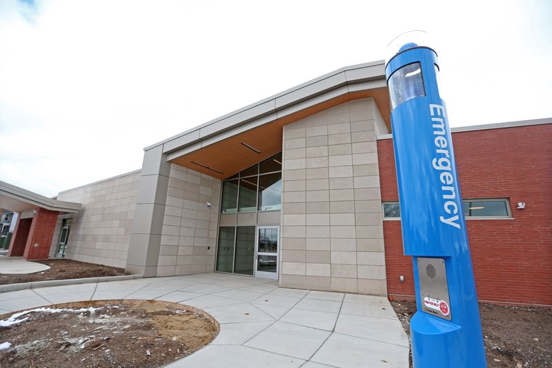 The view of the front entrance of the Mental Health Emergency Center in Milwaukee at 1525 N. 12th Street. The center opened in 2022.