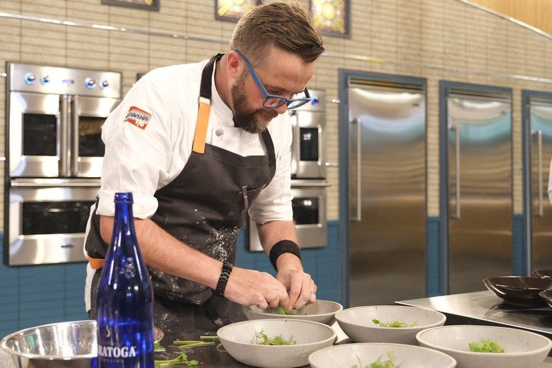 Milwaukee chef Dan Jacobs competes in the Elimination Challenge on Episode 9 of "Top Chef: Wisconsin," which aired on Bravo in 2024.