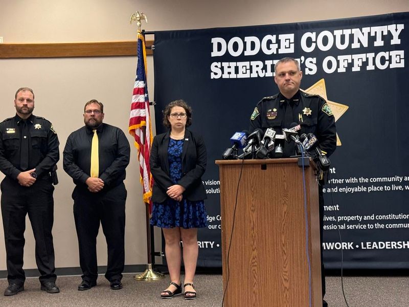 Dodge County Sheriff Dale Schmidt is seen at a news conference in 2024.