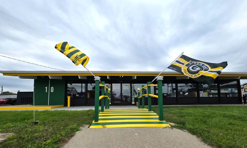 The entrance to 1st and Goal, the first Packers-themed bar on the east side, at 2148 University Ave., Green Bay.