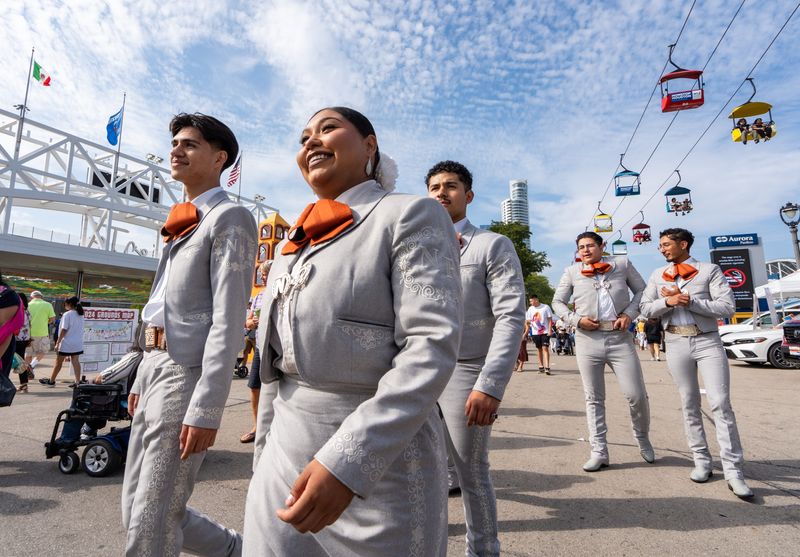 Mariachi Nuestras Raices of Las Vegas walk around Mexican Fiesta 2024 on Friday August 23, 2024 at the Henry Maier Festival Park in Milwaukee, Wis.