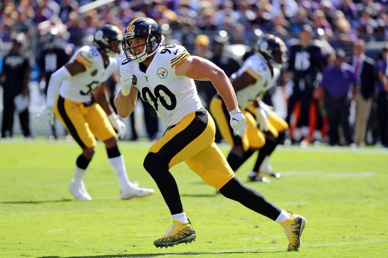 Pittsburgh Steelers linebacker TJ Watt (90) defends a pass against the Baltimore Ravens at M&T Bank Stadium. Mandatory Credit: Mitch Stringer-USA TODAY Sports