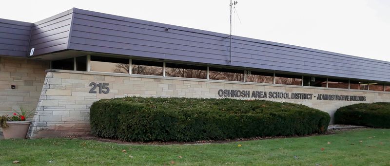 The exterior of the Oshkosh Area School District Administration building, as seen Nov. 15, 2024, in Oshkosh, Wis.
