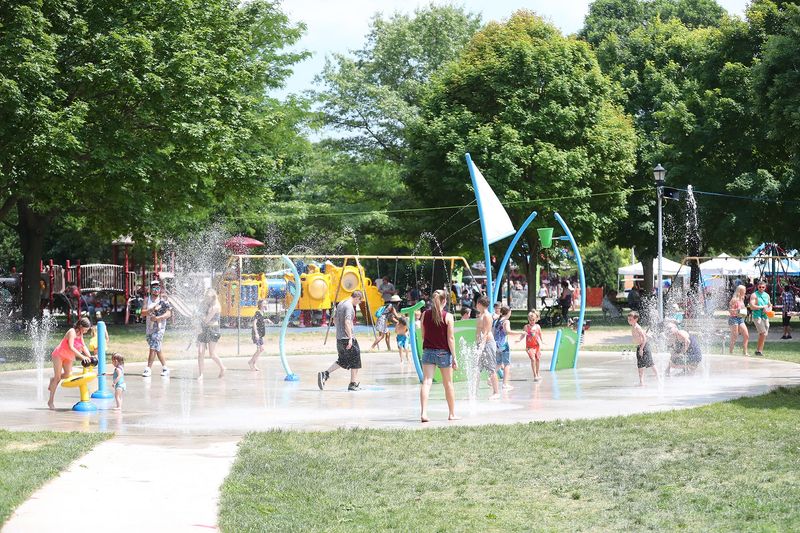 Hot temperatures kept the Lakeside Park splash pad full June 12, 2021, during Walleye Weekend at Lakeside Park in Fond du Lac, Wis.