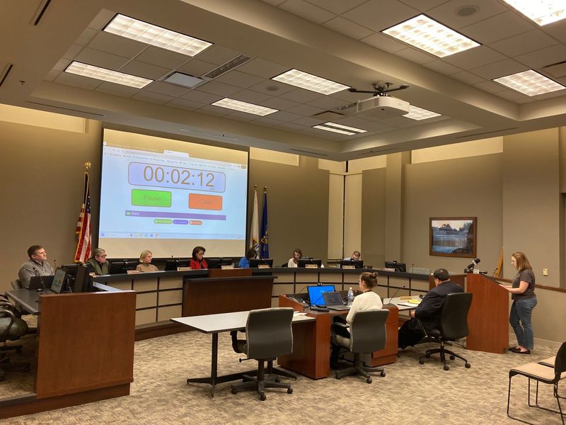 Michelle Cramer is shown here speaking to the Menomonee Falls School Board on Dec. 9, 2024, about the complaint she and her husband, Jesse, filed with the district.