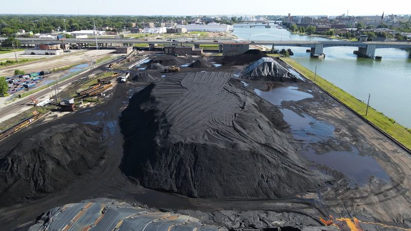 The coal piles along the Fox River in July 2024.