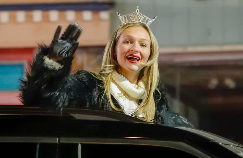 Miss Wisconsin Mandi Genord waves during the Lakeshore Holiday Parade, Wednesday, November 27, 2024, in Manitowoc, Wis. The Miss Wisconsin Pageant 2025 is set to take place in New Berlin from June 18 through June 21.