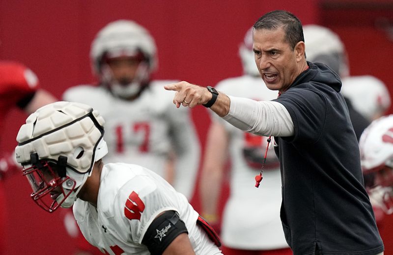 Wisconsin head coach Luke Fickell is shown during spring football practice Thursday, April 25, 2024 in Madison, Wisconsin. The Wisconsin Badgers football team plays their season opener against Western Michigan on August 31. Credit: Mark Hoffman/Milwaukee Journal Sentinel-USA TODAY NETWORK