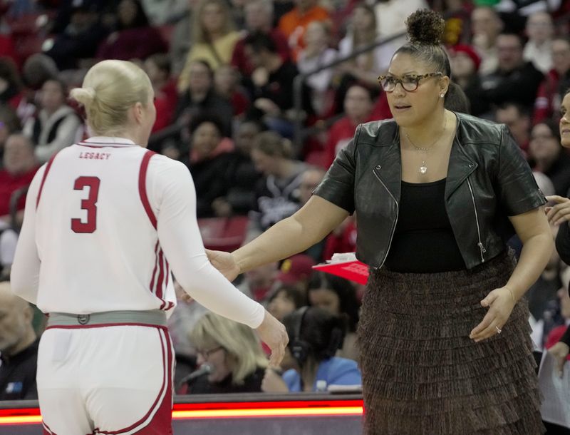 Wisconsin head coach Marisa Moseley is shown during the first half of their game against USC Wednesday, February 5, 2025 at the Kohl Center in Madison, Wisconsin.