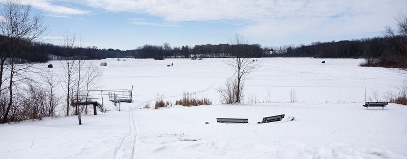 An overall view of Silver Lake as seen Saturday, Feb. 22, 2025, in Manitowoc, Wis.