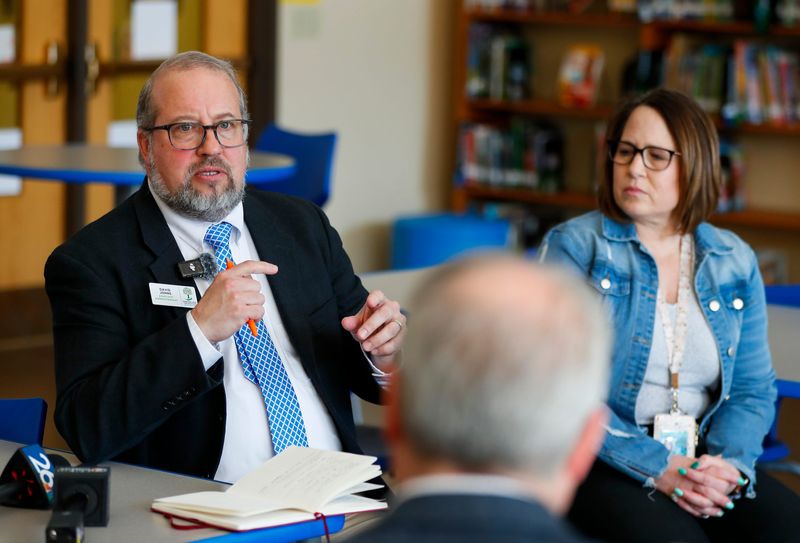 Green Bay School District Associate Superintendent of Continuous Improvement David Johns addresses elected officials on March 10, 2025, at Chappell Elementary in Green Bay.
