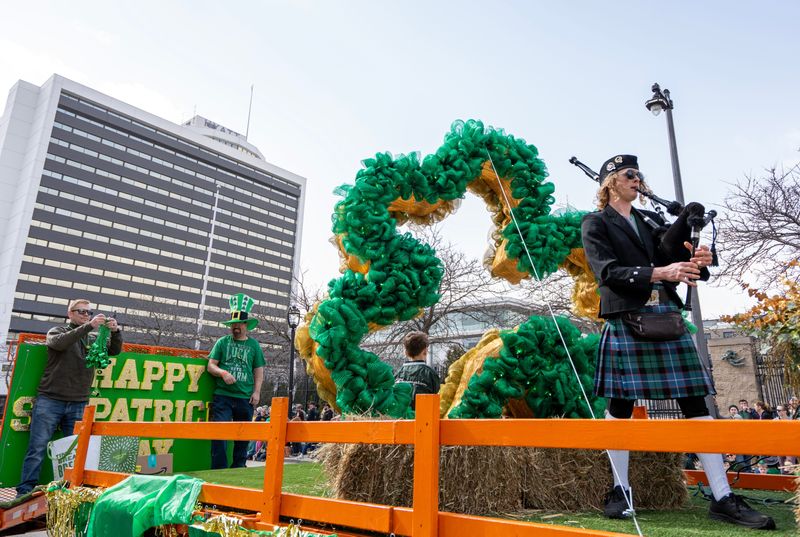 A St. Patrick’s Day parade float drives up N Doctor M.L.K. Jr Dr during The 57th Shamrock Club of Wisconsin St. Patrick’s Day Parade on Saturday March 15, 2025 in Milwaukee, Wis.