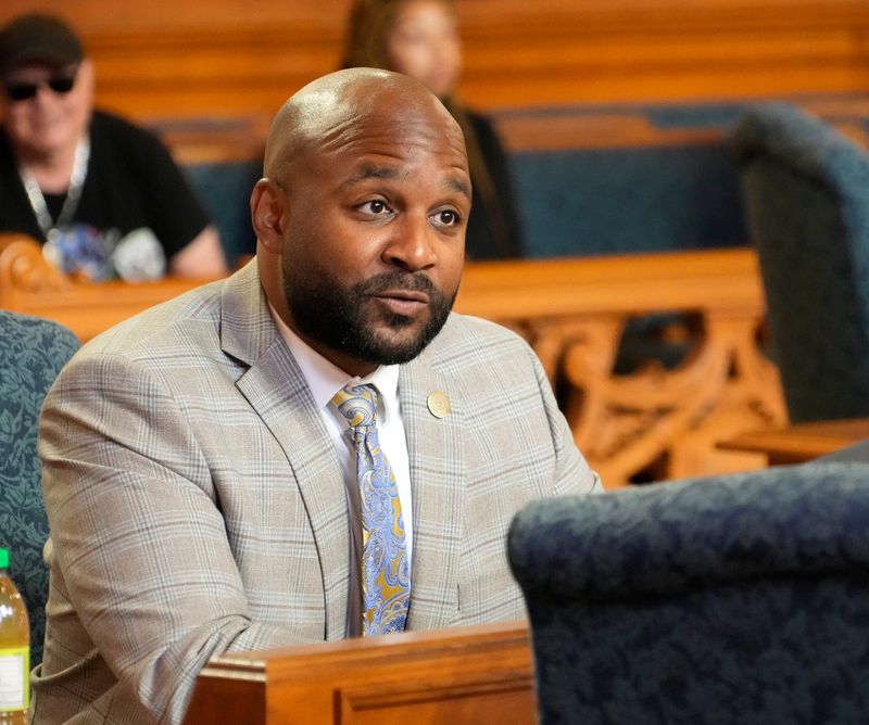 Common Council member Lamont Westmoreland before a vote on whether to implement a 2% sales tax at Common Council Chambers in Milwaukee City Hall on Tuesday, July 11, 2023. The sales tax is to help the city avoid a fiscal cliff that would decimate city services.