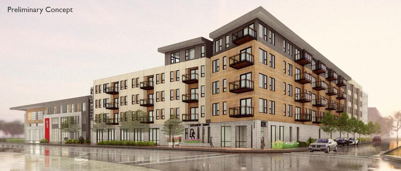 A rendering of 85-unit Fire Station Apartments building and the new Green Bay Metro Fire Department administration offices and fire station proposed for an industrial site in the 400 block of South Broadway.