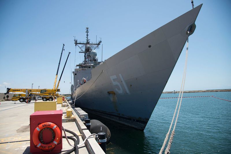 The guided missile frigate, USS Gary (FFG-51) returns to Naval Weapons Station Seal Beach for the last time to offload the last of her ammunition. After 30-plus years of distinguished service the USS Gary was tentatively scheduled to decommission on July 23, 2015, at Naval Station San Diego.